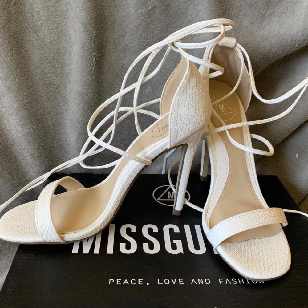 Lace up Barely There Heeled Sandals